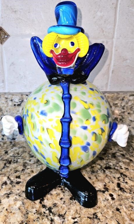 Murano Art Glass Clown Figure 10" Tall