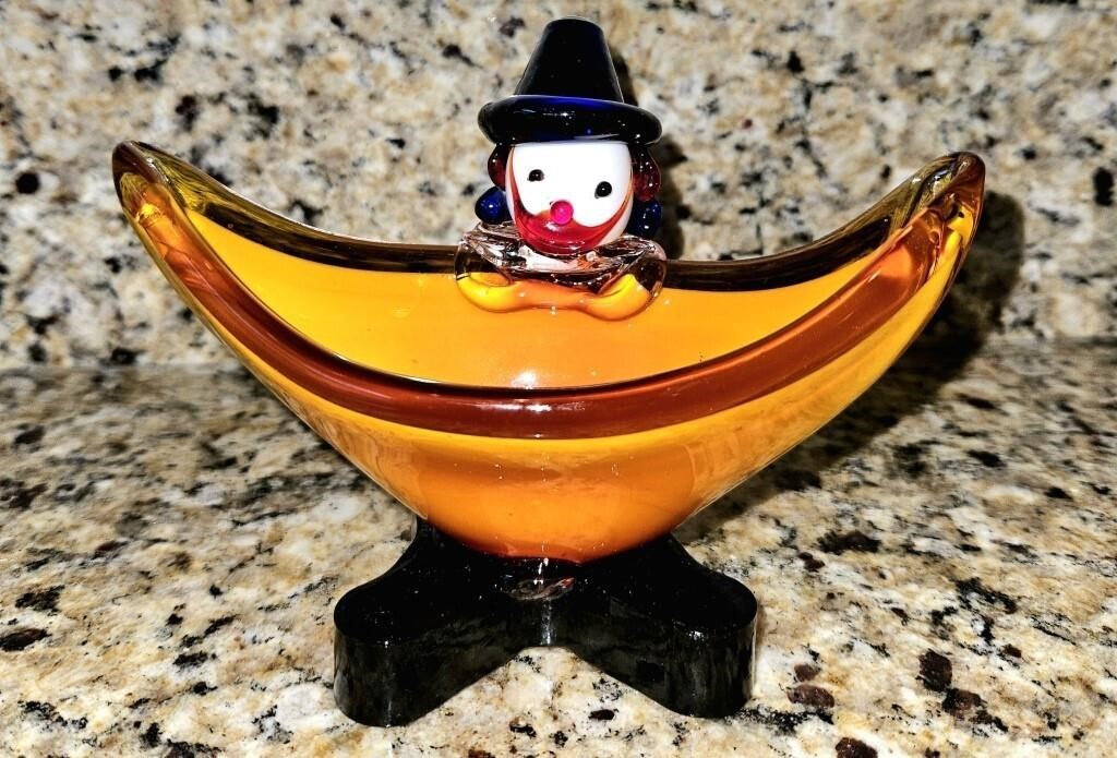 Murano Art Glass Clown Dish