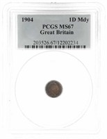 1904 G. BRITAIN MAUNDY ISSUE 1D SILVER COIN PCGS M