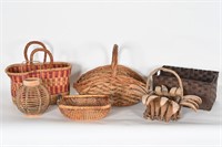 Vintage Wicker Baskets, Woven Bag, Lantern