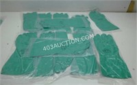 Lot of 12 Pairs of Teal Rubber Gloves sz L