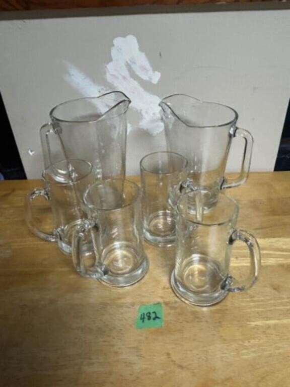 Beer Pitchers & 4 Mugs