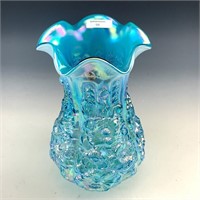 Fenton Blue Opal Poppy Ruffled Vase