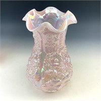 Fenton Pink Opal Poppy Ruffled Vase