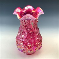 Fenton Pink Opal Poppy Ruffled Vase