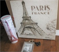 Paris Eiffel Tower Canvas Art, Canister & Key Pic