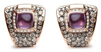 18k Rgold 3.56ct Amethyst & Diamond Stud Earrings