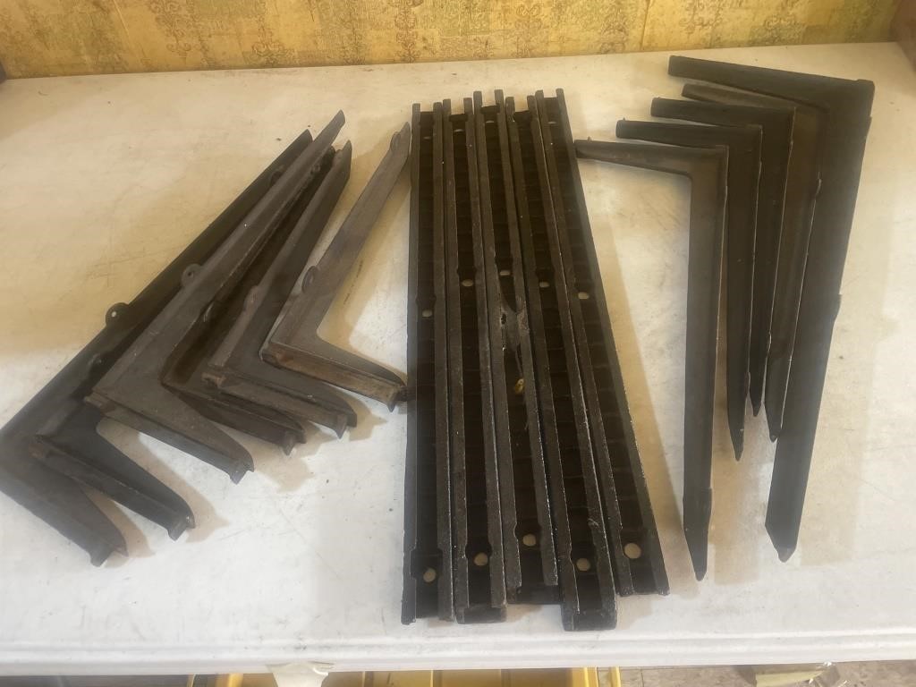 5 wall brackets 11 shelf brackets cast iron