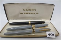 3 Sheaffer's pens, one being 14K