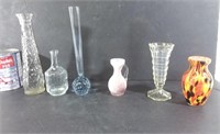 6 vases en verre - Glass flower vases
