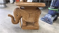 RATTAN ELEPHANT SIDE TABLE W/ REMOVEABLE TOP TRAY