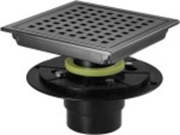 Square Shower Floor Drain with Flange, 6 inch