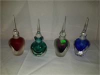 Lot of 4 Stunning Glass Perfume Bottles