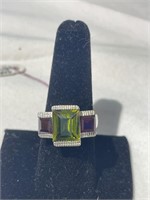 Red Garnet / Green Tourmaline Ring - 925