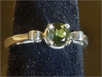 STERLING .79CT GREEN TOURMALINE SOLITAIRE RING