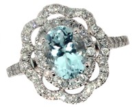 14k Gold 1.72 ct Aquamarine & Diamond Ring