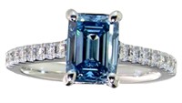 14kt Gold 1.96 ct VS Fancy Blue Lab Diamond Ring