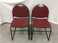 2) Chairs, burgundy w/black frames