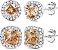 18k Gold-pl. 5.91ct Champagne Topaz Stud Earrings