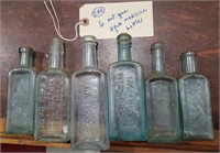 6 antique aqua medicine bottles ca 1890 - 1920