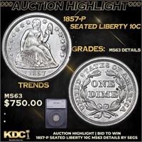 ***Auction Highlight*** 1857-p Seated Liberty Dime