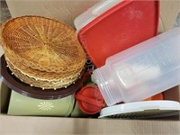 Box of Tupperware and miscellaneous