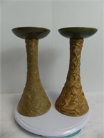 PAIR: ART POTTERY 11.5" CANDLE STANDS