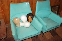 Pair of Awesome Teal Retro Arm Chair