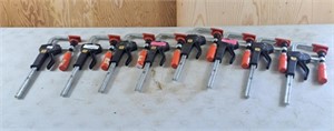 Eight 16 inch Bessey clamps