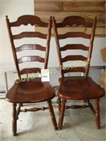 Pair of Vintage Maple Ladder Back Chairs