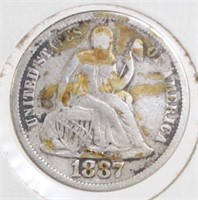 1887-S Seated Liberty Dime F