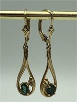 14k earrings with Emerald and Diamonds