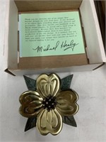 Flower Brass Door Knocker by Michael Healy, Signed