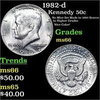 1982-d Kennedy Half Dollar 50c Grades GEM+ Unc