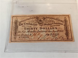 $30 Confederate States Bond note