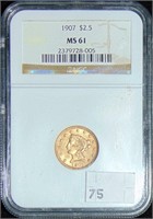 1907 $2.50 NGC MS61 Gold Liberty.