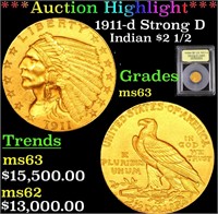 ***Auction Highlight*** 1911-d Strong D Gold India