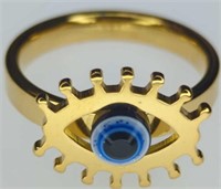 Evil eye gold tone ring size 10.75