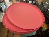 9 oval pink plastic trays 15x12"@