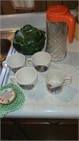 Kitchen lot w/mugs and Tang Pitcher
