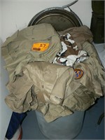 LARGE BARREL FILLED WITH MILITARY KHAKI AND CAMO