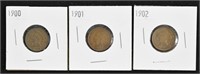 1900 / 1901 / 1902 Indian Head Pennies