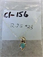 C1-156 sterling & turquoise necklace 2.76g