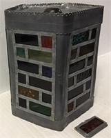 METAL AND STAINED GLASS LIGHT