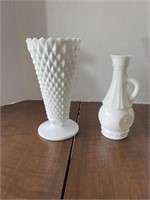Indiana Milk Glass Vase and cruet