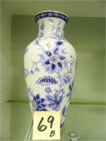 Blue & White Oriental Vase (14")