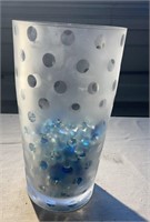 12” table vase with decorative glass inside