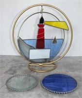 8" STAINED GLASS LIGHTHOUSE, OTHER STAINED GLASS