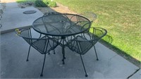 OUTDOOR STEEL TABLE & 4 CHAIRS