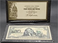 Uncirculated USA Two Dollar Note, World Reserve